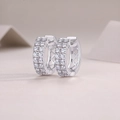 S925 sterling silver 2mm moissanite earrings with double row pave set plating 18K white gold - Style E13803 2.0mm 32 Moissanite Stones