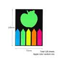 Translucent PET index tabs set with apple and arrow shapes in neon colors, 120 sheets - Bar Strips + Apple Shape