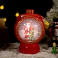 Red Christmas snow globe with Santa and tree, automatic glitter snow and gold Merry Christmas text - Red Santa Globe