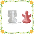 Detailed 3D angel wings silicone mold with pink plaster成品 and size dimensions - Radial Pleated Angel Shape (Angel Ornament 002)