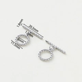Silver twisted OT clasp jewelry connectors set for DIY necklace making in glossy finish - Platinum Fine Twist Round OT Clasp - 2Pcs/Pack