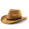 Brown faux suede bohemian cowboy hat with leather band and turquoise accents - M (56-58cm) / Khaki