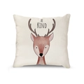 Cute cartoon lion decorative linen pillow case with Be Kind text in beige color - Deer