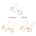 Elegant stainless steel heart pearl ear hooks in gold, silver and rose gold finishes - Heart Frame Pearl Style (B-KE83378-K) / Gold