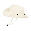Cappello da sole bianco crema a tesa larga con coulisse regolabile e bottoni a pressione - Beige
