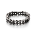 Bracciale a catena da moto in acciaio inossidabile vintage con finitura argento antico - Stile Catena da Motociclista Invecchiato (KB121325-KFC)