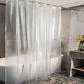 Nahaufnahme des weißen PEVA-Duschvorhangs mit Zirkelmuster und robusten Metallringen - 180*180CM / 3D-Punktmuster mit Stahlöse und Magnet