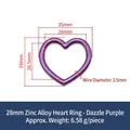 Vibrant purple zinc alloy heart ring with 35x33mm outer diameter and 3.5mm thickness - Iridescent Purple