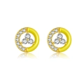 925 sterling silver gold-plated flower stud earrings with yellow enamel and zircons - Gold Yellow Circle