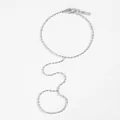 Polished silver stainless steel slave bracelet with round beads and lobster clasp - Oval Bead Style (PB048) / Silver