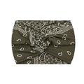 Elastic yoga headband with army green paisley pattern and vintage twisted knot design - 7-Army Green Paisley