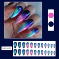 Long stiletto press-on nails set with aurora iridescent chrome finish BKS3022 - BKS3022 Colorful Electroplating