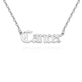 Silver Cancer zodiac gothic letter pendant necklace in stainless steel finish - Cancer / Steel