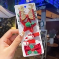 5-piece Christmas hair clip set for girls with reindeer, snowman and bow designs - Style 6