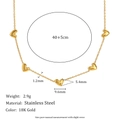 18K gold plated stainless steel heart pendant necklace with dimensions and weight data - Tilted Heart O-Chain-Gold