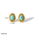 Pendientes vintage de acero inoxidable chapado en oro de 18k con turquesa y medidas - Estilo de Turquesa Tejida Texturizada (TE6863-BL-G)