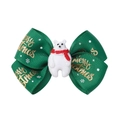 Barrette nœud de Noël avec ours polaire et ruban vert Merry Christmas imprimé - Style Ours Polaire Vert