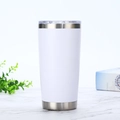 20oz white vacuum insulated stainless steel tumbler on marble with green plant - 501-600ml / White