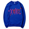 Blue crewneck sweatshirt with pink XOXO heart print and long sleeves in size M - S / Tops / Blue