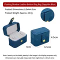 Royal blue travel ring box with premium pebble grain PU leather and gold button closure - Dark Blue