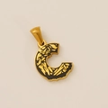 Ciondolo lettera C in acciaio placcato oro 18k con inserto in smalto nero moderno - Ciondolo Lettera C