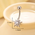 Silver octagonal star belly button ring with clear zircon, measuring 1.1cm by 1.16cm - Star Shape (3#) / 1.1cm x 1.16cm / Silver