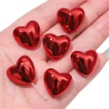Glossy bright red heart-shaped acrylic spacer beads for DIY jewelry making - Polished Heart Style / 20x18mm (4 Pieces/Pack) / Red