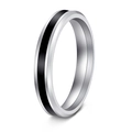Minimalist stainless steel ring featuring a silver edge and black center line - US 6 / Female Style