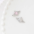 Detailed macro view of silver bow-knot pendants with pink heart stones for DIY jewelry - 2# Heart with Wings-Pink Zircon