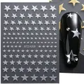 Silver star nail art stickers STZ-X005 with metallic finish for Halloween decor - STZ-X005 Silver Classic Star