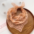 Elegant apricot floral lace triangle scarf and headpiece with delicate embroidery - Clover Orange