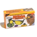 HD Vision wrap around night vision glasses with yellow lenses and retail packaging - TV Double Box Packaging