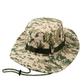 Detailansicht des digitalen Camouflage Boonie-Huts mit verstellbarem Kinnriemen und Ösen - M (56-58cm) / Digitale Camouflage Khaki Grün