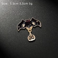 Halloween black bat brooch with ghost patterns and gold pumpkin charm 3.5cm x 3.5cm - Black Star Bat and Golden Pumpkin