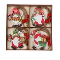 Set of 4 hand-painted Christmas gnome ornaments in a wooden storage box with beads - 12Pcs Boxed Multi-Element Gnomes Hanging Ornaments Set 7