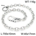 Punk dark style stainless steel wolf head jean chain with skull clasp for men, 70cm length - Style B - Skull Head (KK104-Z)