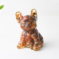 French Bulldog resin statue with colorful crystal gravel and gold foil interior - Red Agate