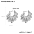Silver geometric wavy hoop earrings in polished titanium steel with 3.1cm diameter - F1632-Steel Color Earrings