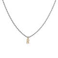 Twist chain necklace with 18K gold plated letter R pendant and clear crystals - Letter A / Two Colors
