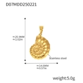 18k gold plated stainless steel nautilus pendant charm with textured spiral details - Nautilus Style (D07) / Gold