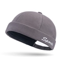 Gorro docker de algodón gris oscuro con bordado Sports y un diseño sin ala - Ajustable / Gris