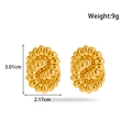 Orecchini ovali a coste dorati con dimensioni 3,01 cm di altezza e 2,17 cm di larghezza - Filettatura a Spirale / Oro