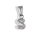 Polished silver stainless steel bubble letter S pendant with top loop for DIY necklaces - S-Steel