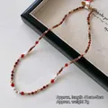 Tiger eye and mixed gemstone beaded necklace with adjustable chain, 41cm length - Southern Red Agate Necklace XL0530