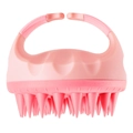 Pink silicone scalp massager brush with ergonomic grip for deep hair cleaning - Pink