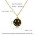 18K vergulde roestvrijstalen halsketting met ronde zwarte smiley gezicht hanger - Zwarte Smiley Face