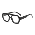Fashionable black hexagon double-bridge sunglasses with bold geometric frame style - Black Frame Anti-blue Light Lens
