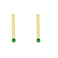 18K gold plated stainless steel drop earrings featuring green gemstone and chain - Fishbone Chain Zircon Drop Earrings-Green