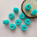 Teal faux rabbit fur 20mm pompoms with gold metal grommets for DIY crafting - Teal