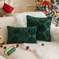 Dark green knitted pillow covers with plush snowflake pattern for Christmas decor - 30*50cm Without Core / Christmas Green Snowflake